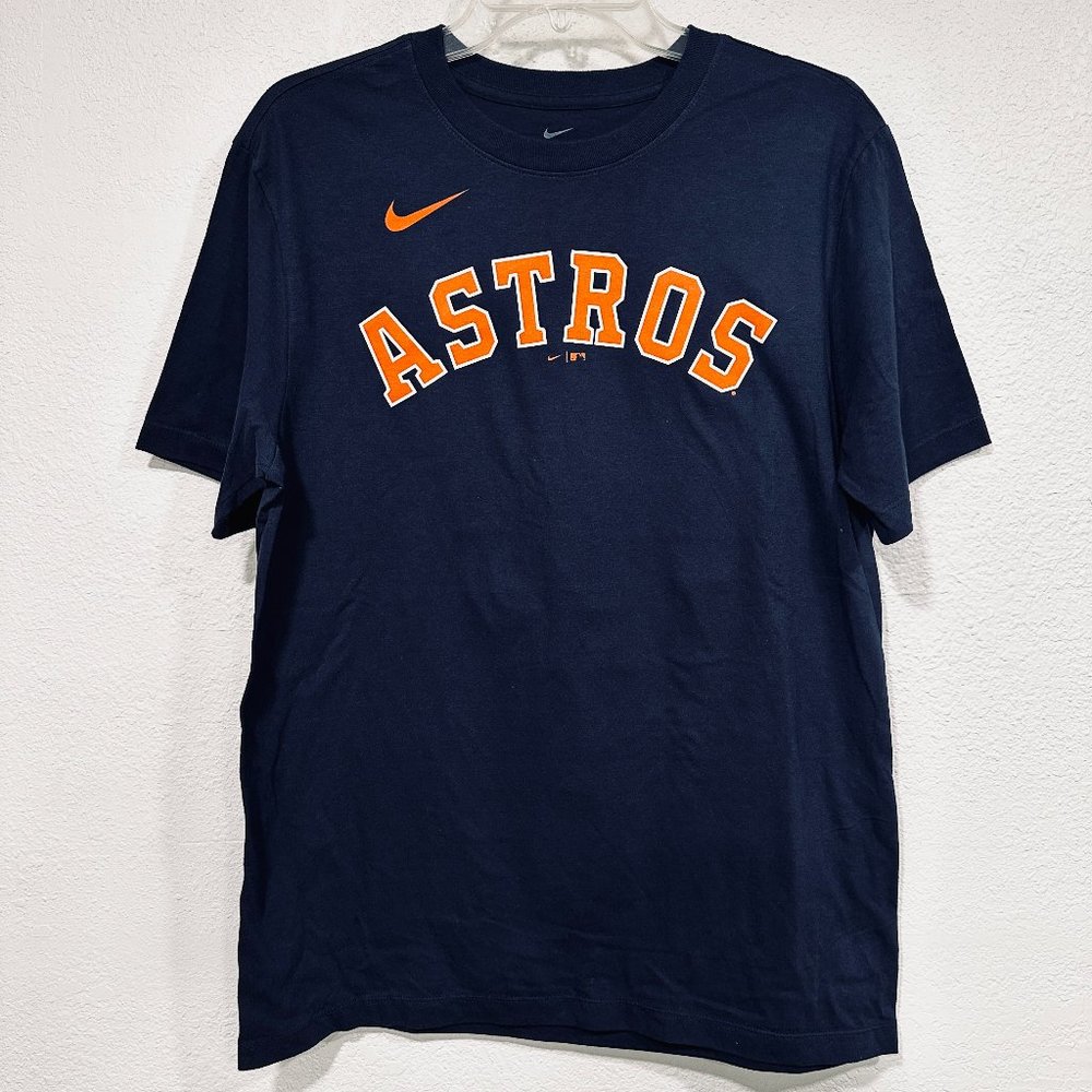 NWOT Nike Houston ASTROS MLB Jose Altuve #27 Mens Tee Navy Short Sleeve Size Med